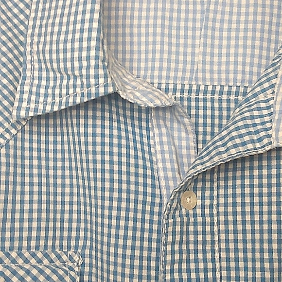 PD&C blue white check button up long sleeve shirt 2X xxl - Picture 7 of 11